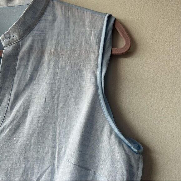 Massimo Dutty Linen no sleeves button down top in blue - Picture 8 of 8
